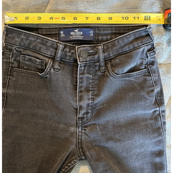 Hollister Super Skinny Jeans Womens Black Stretch High-Rise Distressed 0R 24x28 - Picture 11 of 15